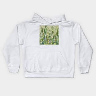 Cornflowers in a wheat field Kids Hoodie